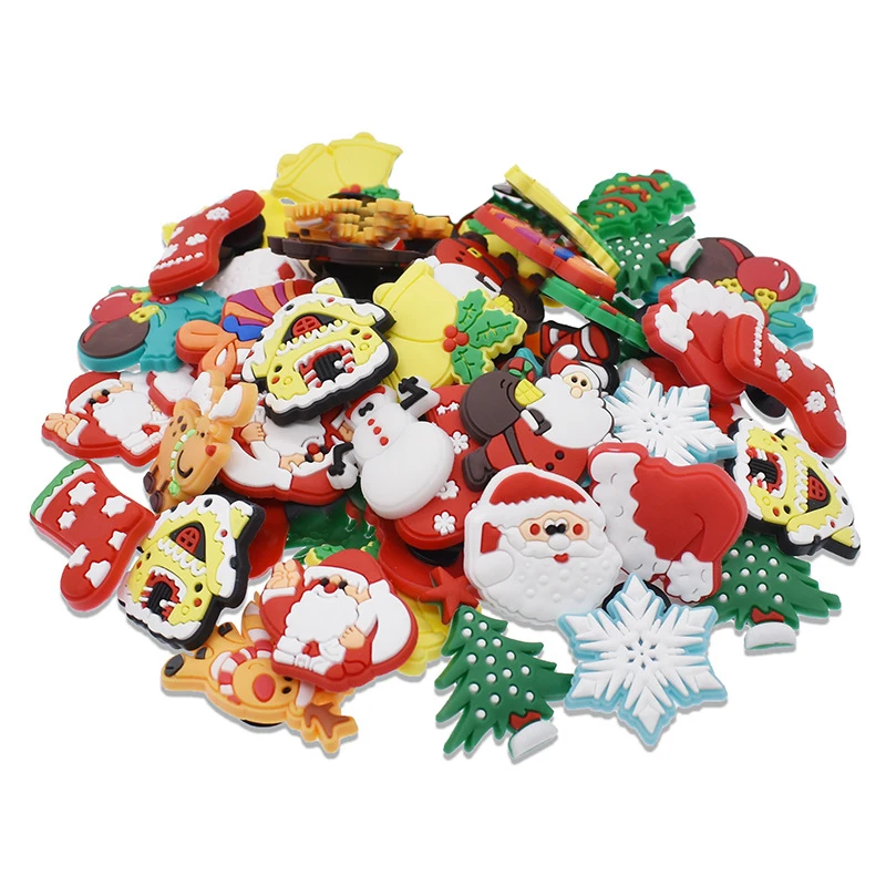 Top Trends: Hot Sale 1pcs PVC Christmas Santa Claus Accessories For Crocs Charms Clogs Buckle Kids Pins Shoe Decoration Jeans Party Favors Shoppable Styles