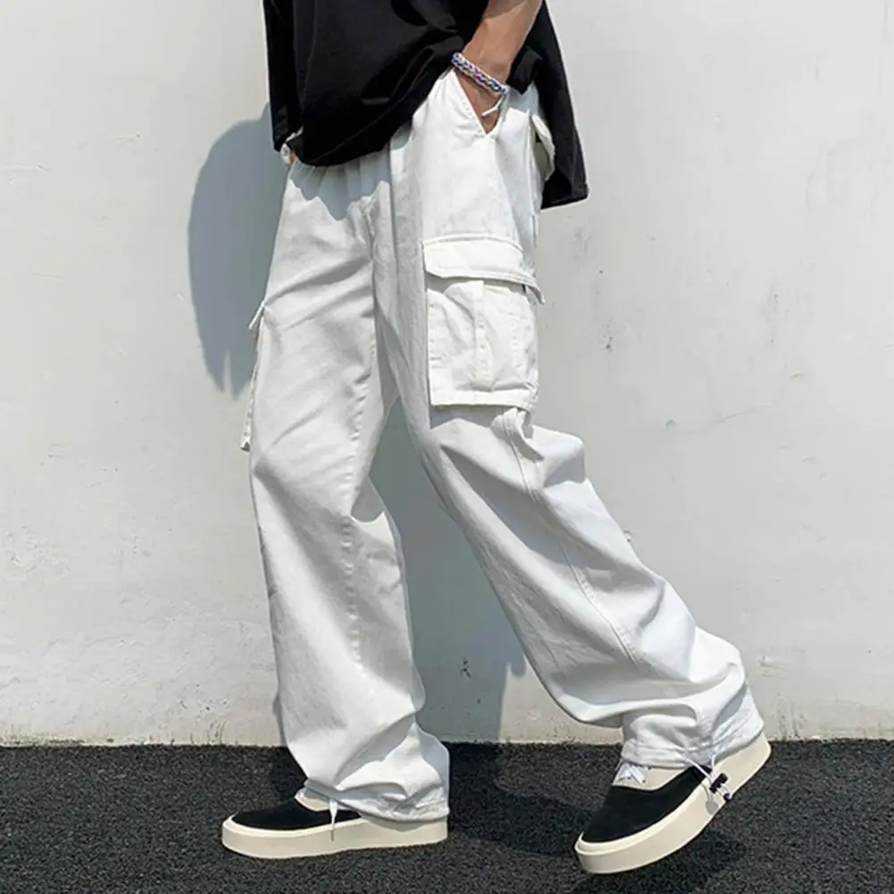 Top Trends: 2022 Men Cargo Pants Hip-hop Style Loose Men Pants Harajuku Multi Pockets Elastic Waist Men Trousers Techwear Moletom Masculinos Shoppable Styles