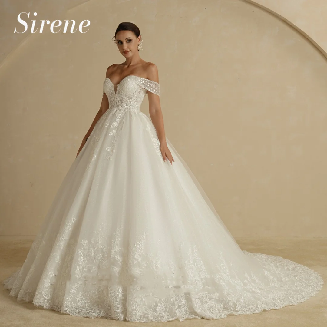 Top Trends: Exquisite Wedding Dress For Woman Ball Gown Off The Shoulder Sleeveless Bridal Gown Lace Appliques Sweep Train Tulle Customed Shoppable Styles