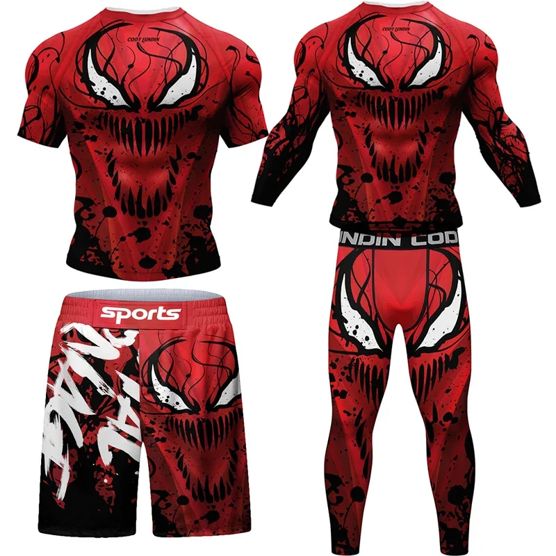 Top Trends: 2023 New Men MMA Compression T-shirt Shorts Spartan Set Rashguard Jiu Jitsu Shirts Clothes Fitness Bjj Boxing Boxe Sport Suits Shoppable Styles