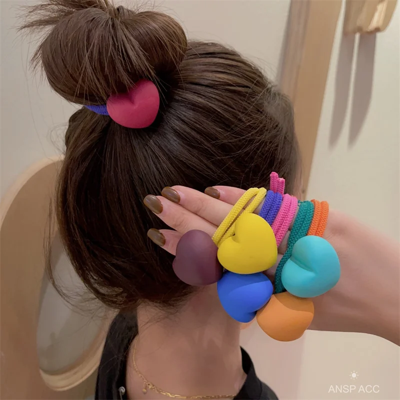 Top Trends: Women Hair Ties Cartoon Sweet Heart Elastic Hair Band Colorful Rubber Bands Girl Korean Hair Accessories Scrunchies Wholesale Shoppable Styles - Image 6