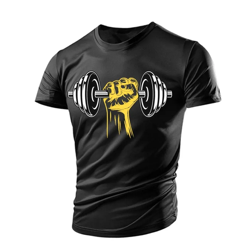 Top Trends: Summer Fitness Love Sports Dumbbells Muscular Man T-shirts Hip Hop HD 3D Print Leisure Harajuku Round Neck Tee Short Sleeve Top Shoppable Styles