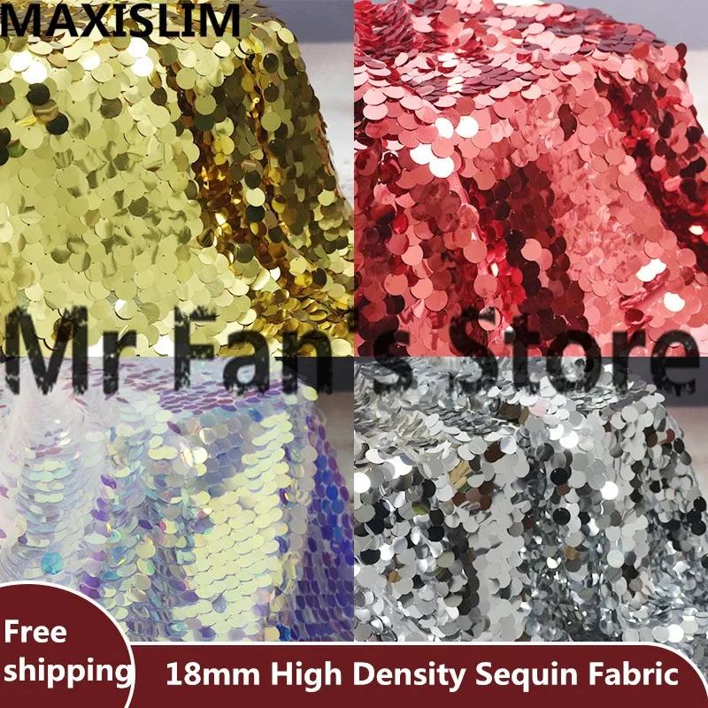 Top Trends: DIY High Density Sequins Fabric 18MM Sequins Fish Scales Mesh Fabric Live Shooting Background Clothing Free Shipping 125CM Wide Shoppable Styles - Image 2