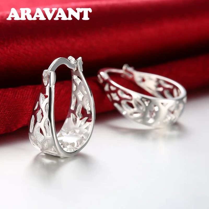 Top Trends: 925 Silver Hollow Hoop Earring For Women Fashion Wedding Jewelry Shoppable Styles