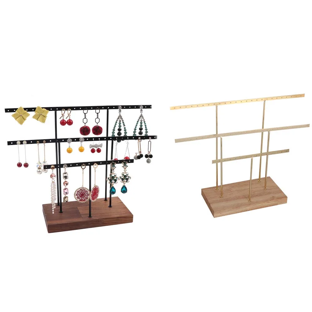 Top Trends: Wooden Metal Earring Stand Ear Studs Display Holder Rack Hanging Jewelry Shelf Organizer Box For Women Storage Counter Shows Shoppable Styles