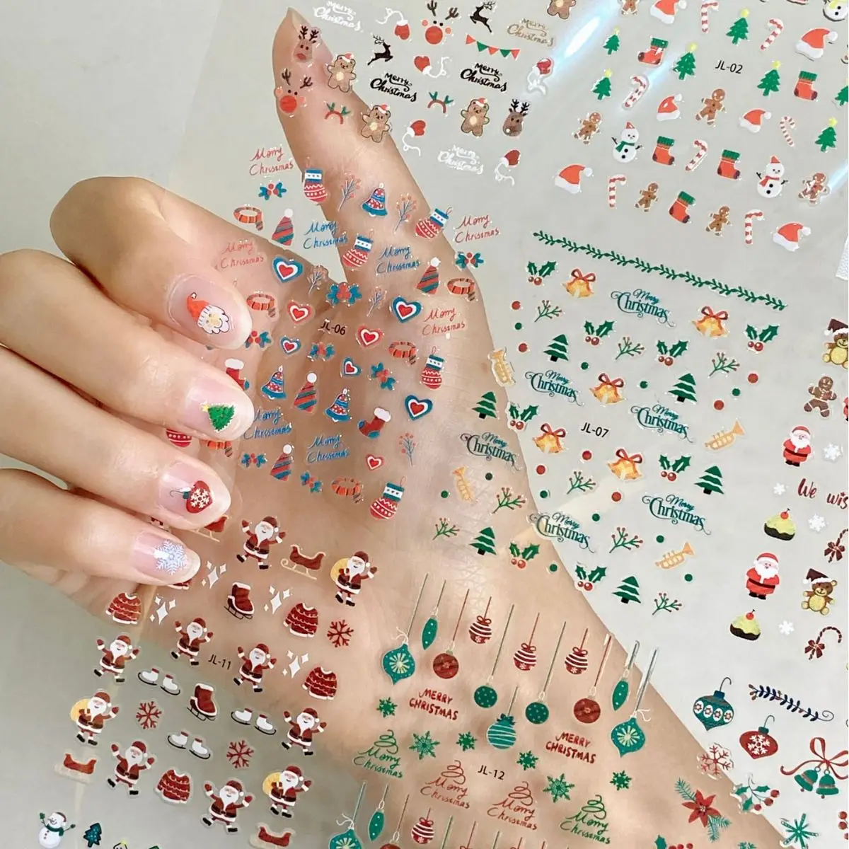 Top Trends: 30Sheets Christmas Nail Stickers 1000+ Patterns Christmas Nail Art Decals Adhesive Nail Decals With Deer Snowman (Classic Style) Shoppable Styles