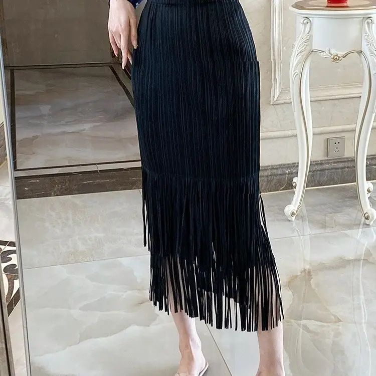 Top Trends: Pleated Drape Pleated Skirt For Women With High Waist And Slim Fringed Skirt, Solid Color Skirt, Spring / summer 2023 Shoppable Styles - Image 4