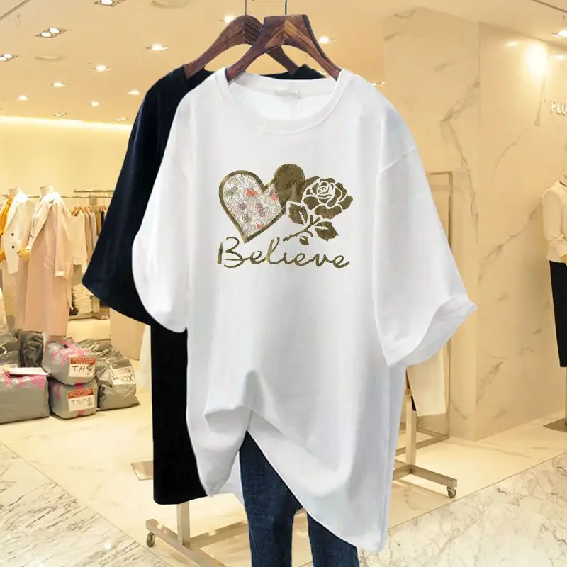 Top Trends: Women Clothing Short Sleeve Causal Cartoon Printed T-shirt Summer Basic Loose All Cotton Tees PDlj629 Shoppable Styles