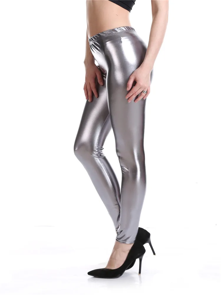 Top Trends: YRRETY Pink Leggings For Women Metallic Shiny Black Pants Elastic Waist Stretch Fitness Mujer Gym Golden Silve Red Blue Trousers Shoppable Styles