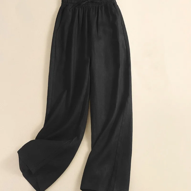 Top Trends: Summer Women's Clothing Trousers Slim Cotton Hemp Female Clothing Large Breathable And Cool Linen Thin Loose Wide Leg Pants Shoppable Styles - Image 5