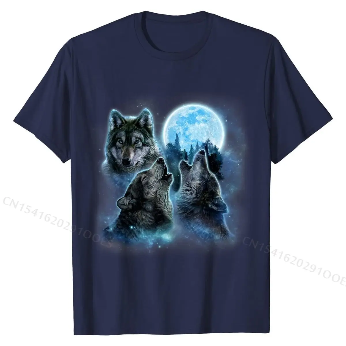 Top Trends: T-Shirt Three Wolves Howling Under Icy Full Moon, Gray Wolf New Men's Top T-shirts Custom Tops Shirts Cotton Fashionable Shoppable Styles - Image 2