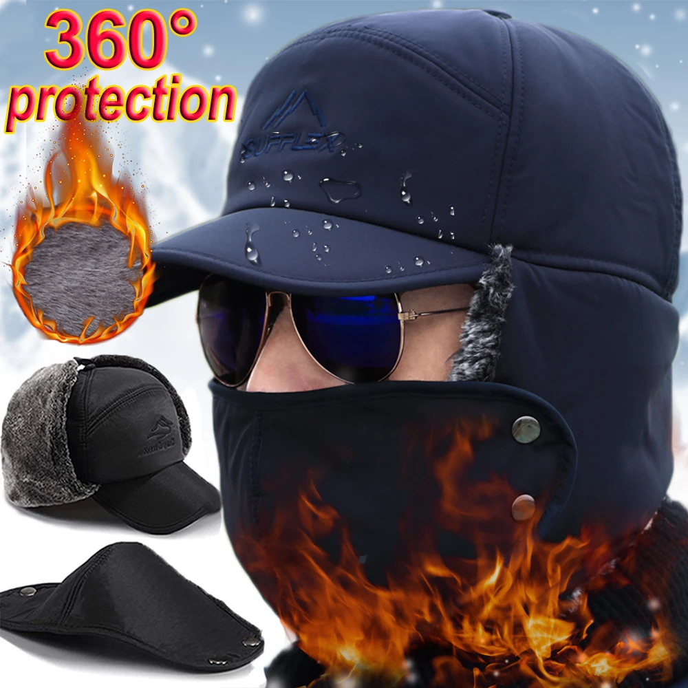 Top Trends: Men Winter Multifunctional Hat Cold-proof Warm Cotton Face Bomber Hats Ear Protection Caps Outdoor Cycling Snow Bone Ski Hat Shoppable Styles