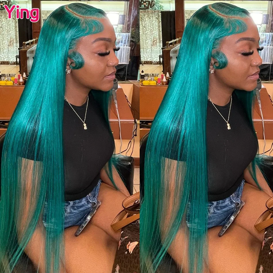 Top Trends: Ying Turquoise Green Bone Straight 5x5 Transparent Lace Wig 13x4 Lace Front Wig Remy Human Hair 13x6 Lace Front Wig PrePlucked Shoppable Styles