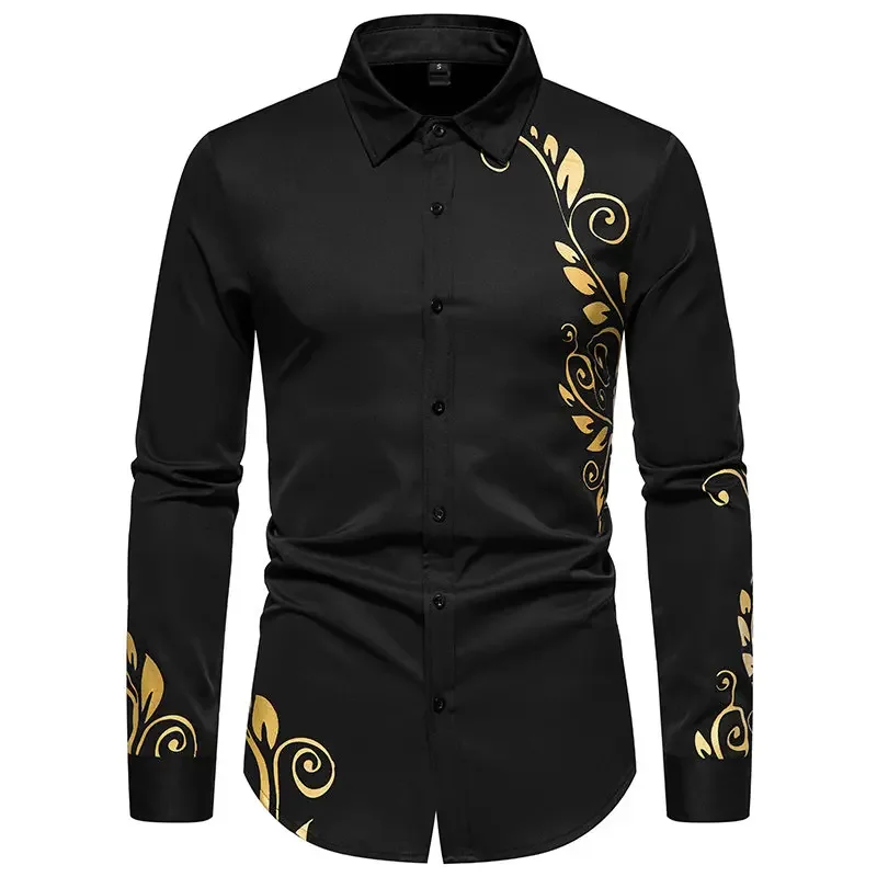 Top Trends: High Quality Men's Fashion Printed Shirt Casual Solid Color Slim Fit Long Sleeve Button Down Party Shirts Business Shirt Shoppable Styles - Image 2