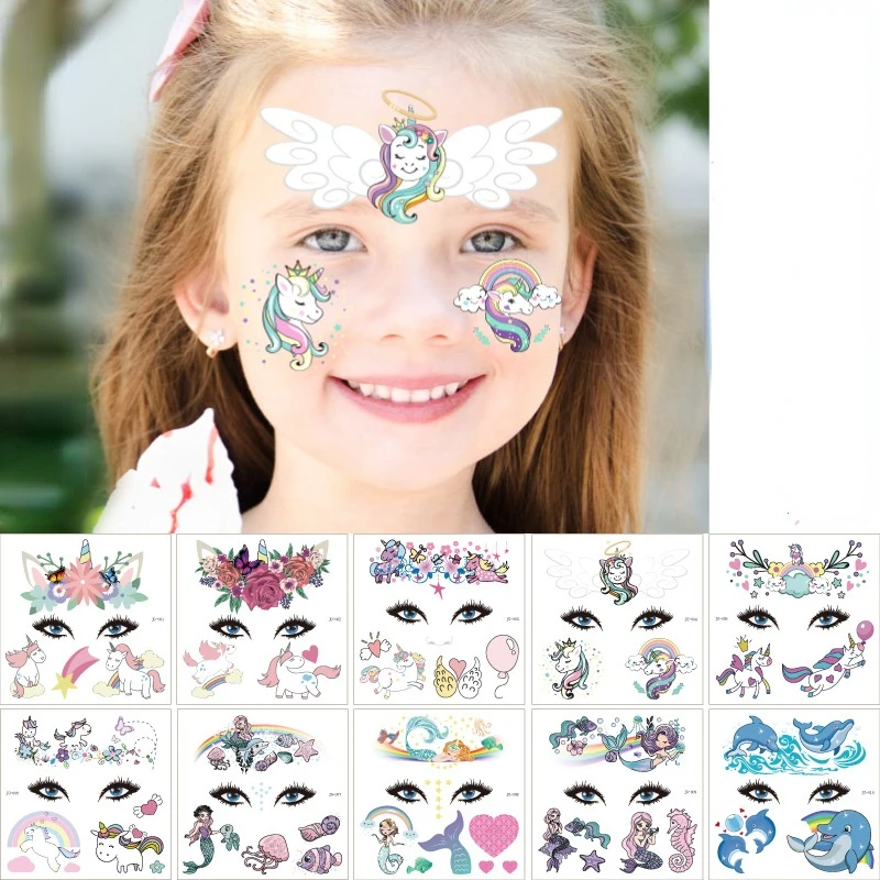 Top Trends: Kids Colorful Unicorn Tattoos Face Tattoos Temporary Sea Mermaid Kids Tattoos Body Tattoos Cartoon Kids Tattoos Shoppable Styles