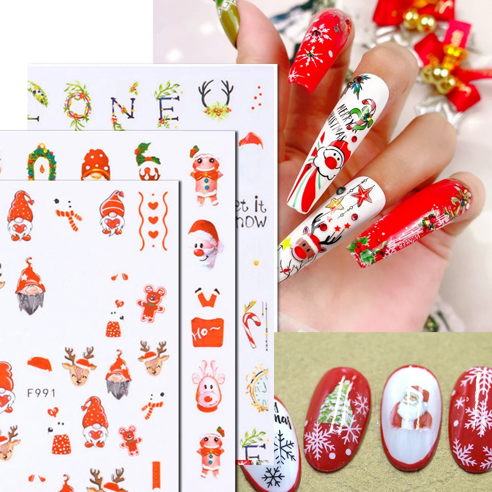 Top Trends: 1PCS Christmas Halloween Nail Stickers Santa Claus Flower Fashion Design Color Nail Decoration Decal Skull Nail Slider Shoppable Styles