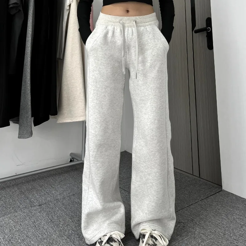 Top Trends: Deeptown Grey Sweatpants Women Baggy High Waist Straight Jogger Pants Korean Fashion Autumn Winter Warm Sports Trousers Casual Shoppable Styles