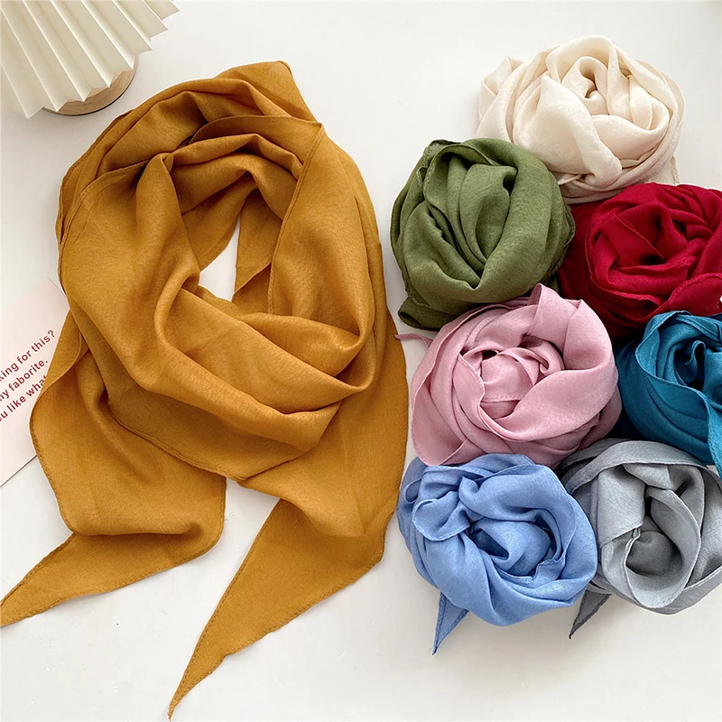 Top Trends: 2022 Brand Scarf Women Cotton Hijabs Scarf Pashmina Ladies Shawls And Wraps Beach Scarves Triangle Bandanas Foulard Women Scarf Shoppable Styles