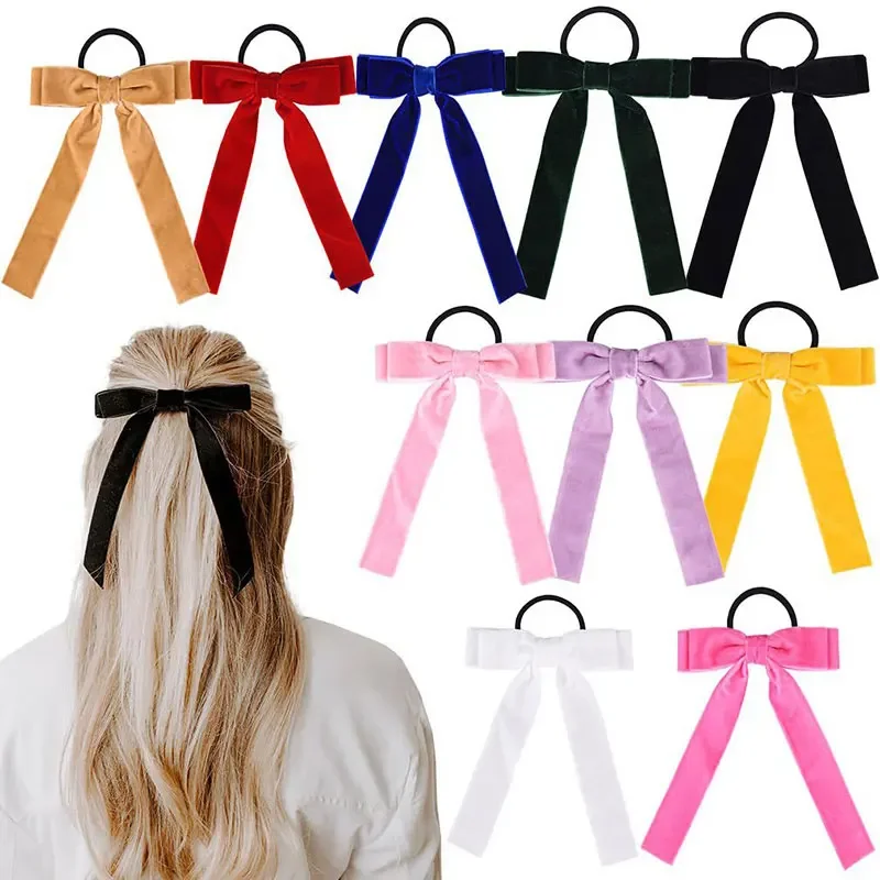 Top Trends: 1Pcs Cute Bows Hair Ties For Girls Elastic Kids Hair Bands Holders Shine Headwear Girl Hair Accessories Scrunchie Ornaments Gift Shoppable Styles