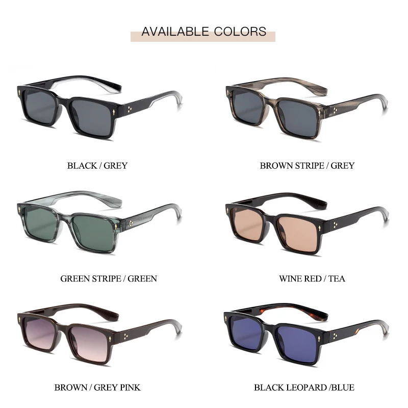 Top Trends: SHAUNA New Fashion Rivets Rectangle Sunglasses UV400 Shoppable Styles - Image 4