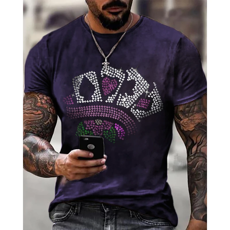 Top Trends: New Fashion Mens Clothing Oversized Tee Y2k Poker Rhinestone Designer Short Sleeve Top Party Casual Street T-shirts High Quality Shoppable Styles