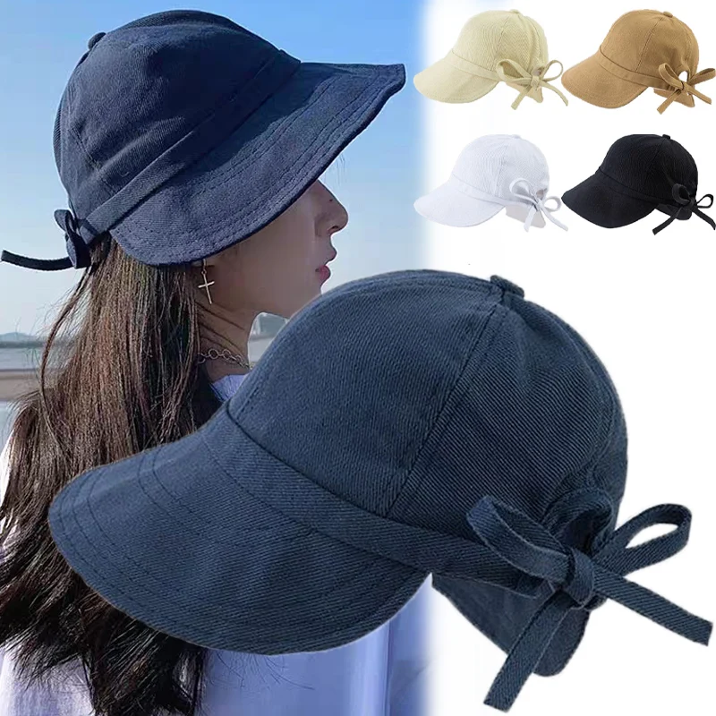 Top Trends: Summer Outdoor Hat Women Foldable Beach Fisherman Sunhat Adjustable UV Protection Bucket Caps Wide Brim Ponytail Panama Cap Shoppable Styles