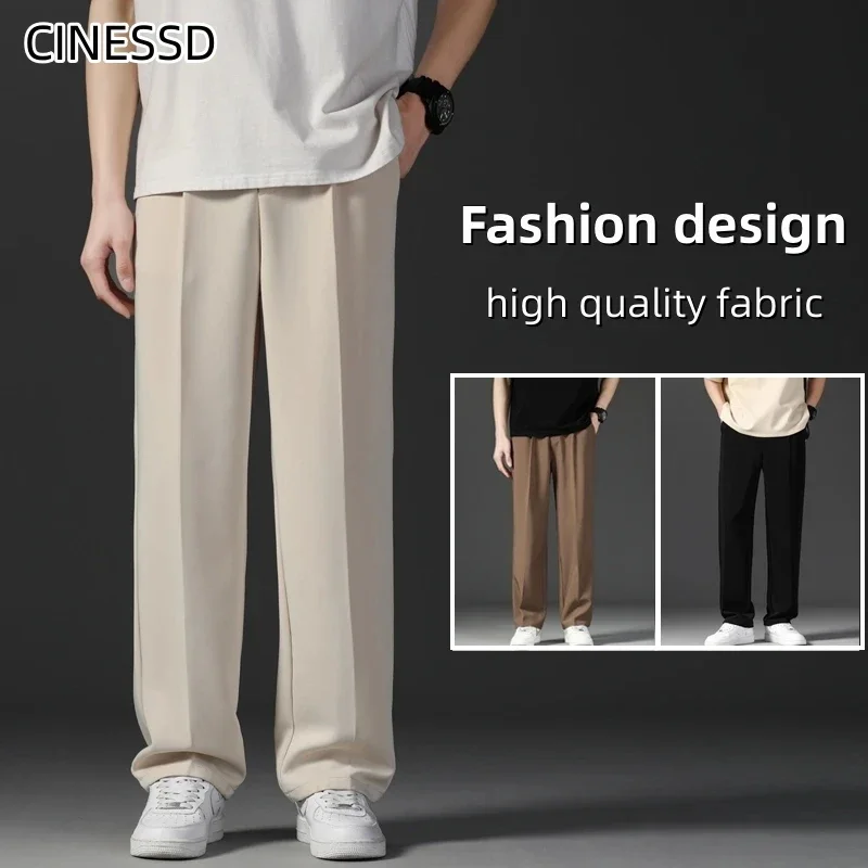 Top Trends: 2024 New Casual Pants Korean Men's Pants Straight Loose Sweatpants Soft Fashion Draping Woven Wide Leg Long Baggy Trousers Shoppable Styles