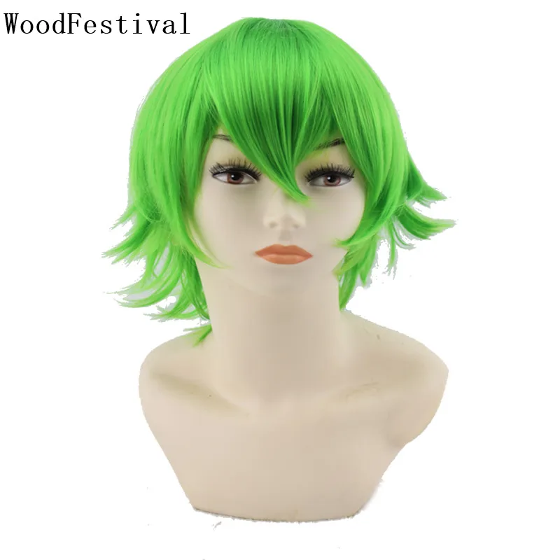 Top Trends: WoodFestival Male Synthetic Hair Wigs For Men Short Wig Cosplay Red Green Straight Pink Black White Orange Purple Blue Brown Shoppable Styles