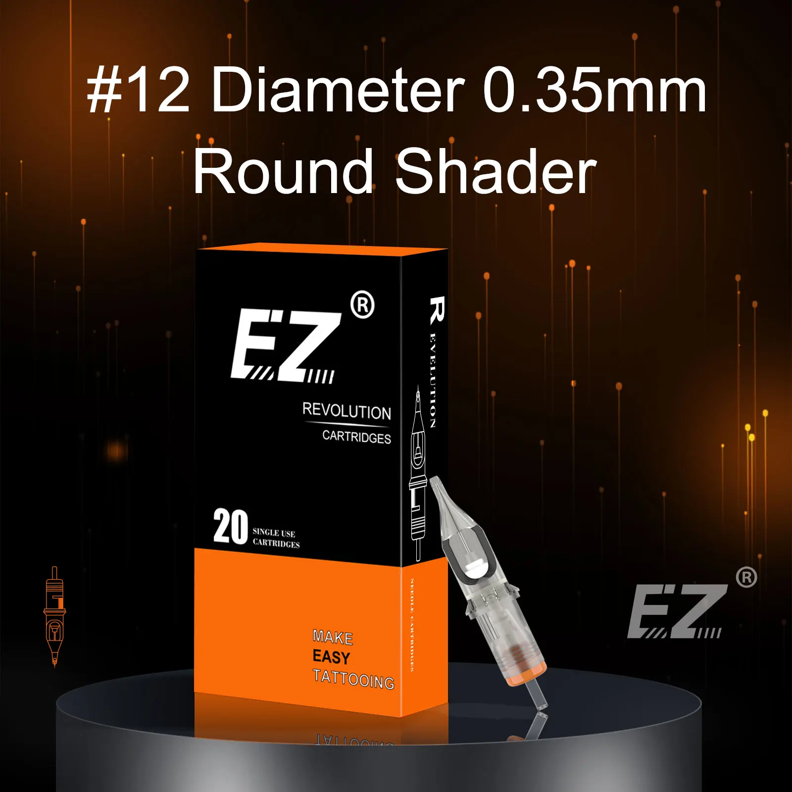 Top Trends: EZ Revolution Tattoo Needles Cartridge Round Shaders #12 0.35mm Long Taper For Cartridge Tattoo Machine And Grips 20 Pcs / Box Shoppable Styles