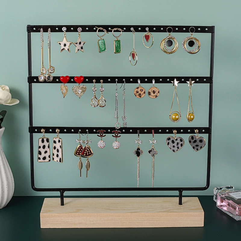 Top Trends: 1pcs 24 / 44 / 66 Holes Stand Holder Wooden Base Tray Earrings Storage Rack Earring Storage Rack Ear Studs Pendant Presenting Holder Shoppable Styles - Image 3