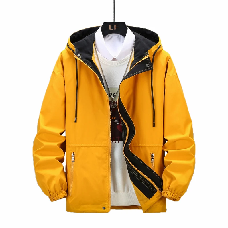 Top Trends: New Spring Autumn Yellow Jacket For Men And Women Black Coat Loose Casual Hooded Outdoor Sports Couples Fashion Windbreaker 8XL Shoppable Styles