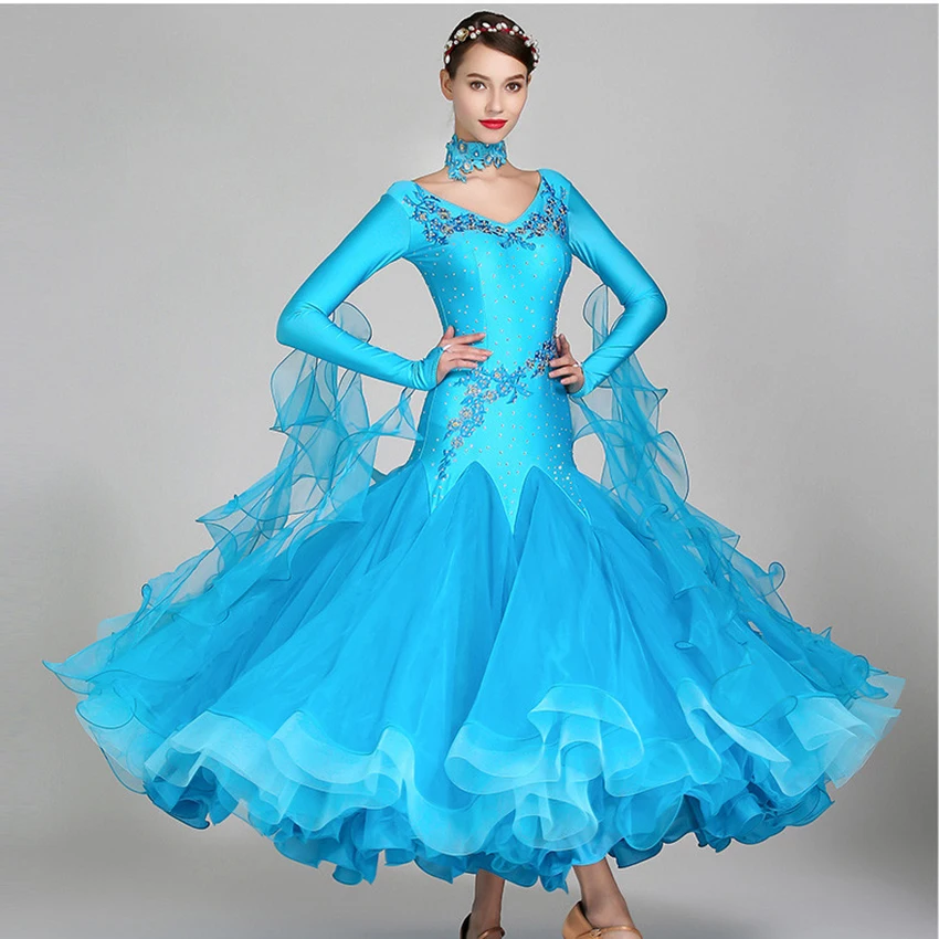 Top Trends: Standard Ballroom Dance Dresses Of High Quality Long Sleeve Flamenco Dancing Skirt Women Cheap Stage Waltz Ballroom Dress Shoppable Styles - Image 4