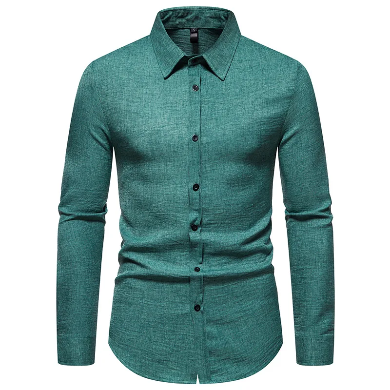 Top Trends: Vintage Green Shirts For Men 2023 Autumn Long Sleeve Button Down Shirt Fashion Solid Casual Streetwear Blouse Camisas De Hombre Shoppable Styles