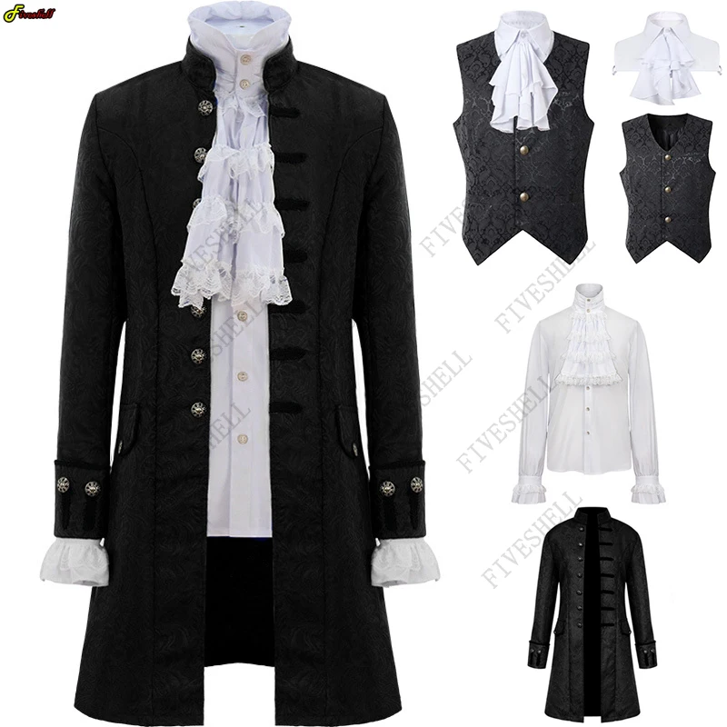 Top Trends: Renaissance Medieval Steampunk MenTrench Coat / Shirt Vintage Prince Overcoat Victorian Edwardian Jacket Cosplay Costume Shoppable Styles