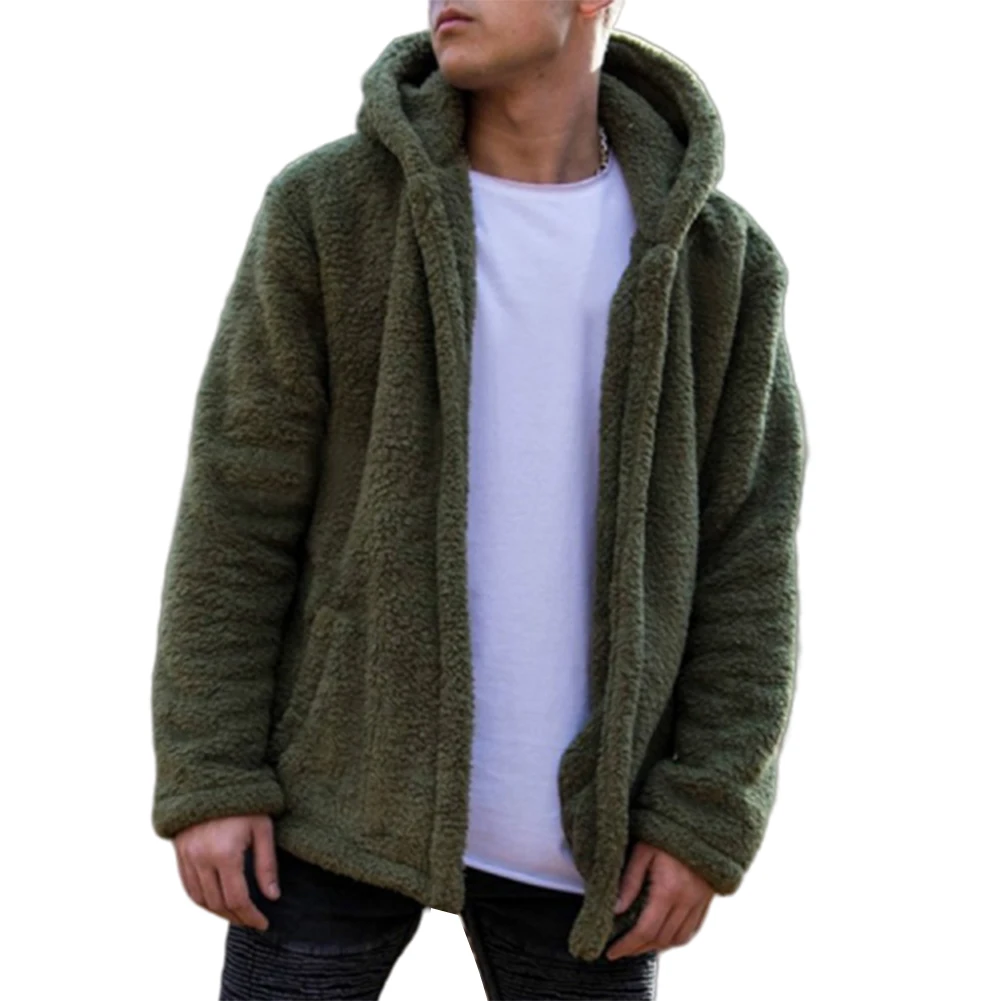 Top Trends: Men Fluffy Fleece Fur Hooded Coat Plush Long Sleeve Cardigans Pockets Warm Hooded Tops Loose Coat Coat Sweatshirts Outwear Shoppable Styles