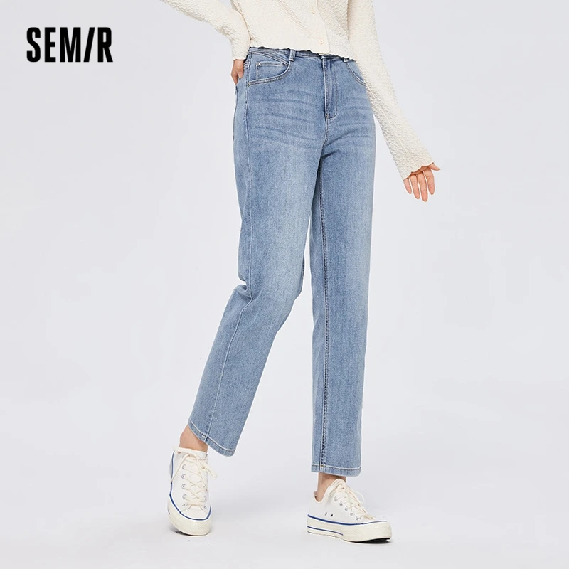 Top Trends: Semir Women Jeans Cropped Pants Autumn Girls Simple Style All-Match Small Straight Pants For Women Shoppable Styles