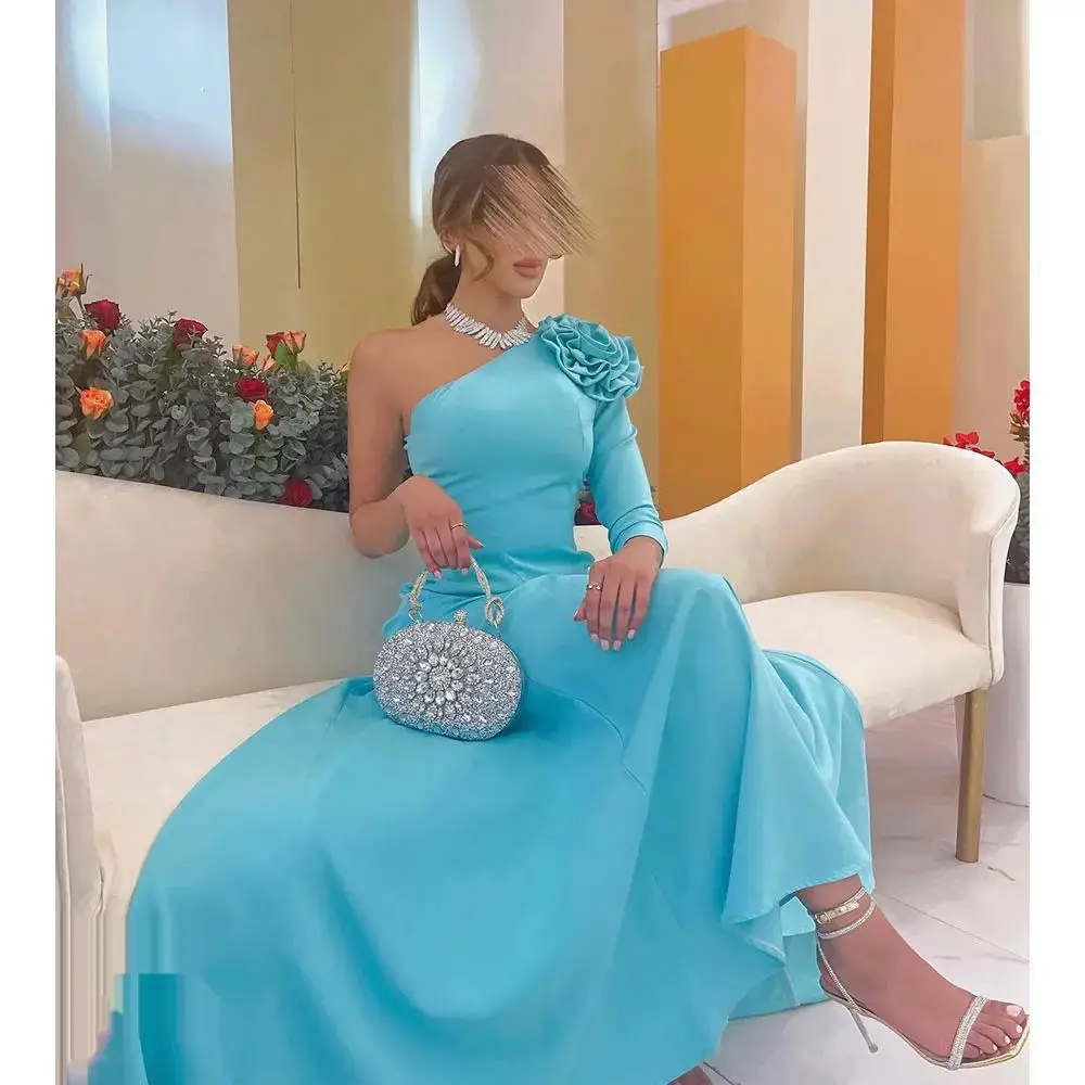 Top Trends: Dubai A-Line One Shoulder Prom Dress Floor Length With Full Sleeves Evening Summer Elegant Party Dress For Women 2024 Shoppable Styles