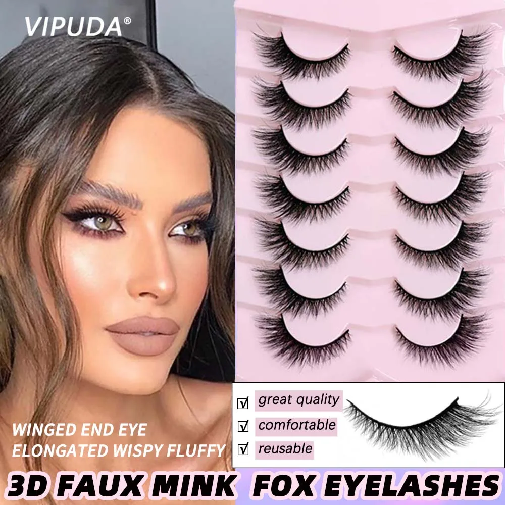 Top Trends: VIPUDA Mink Lashes Cat Eye 7 / 20Pairs 3D Mink Eyelashes Wing-shaped Eyelashes Fluffy Volume Thick Mink False Eyelashes Elongated Shoppable Styles