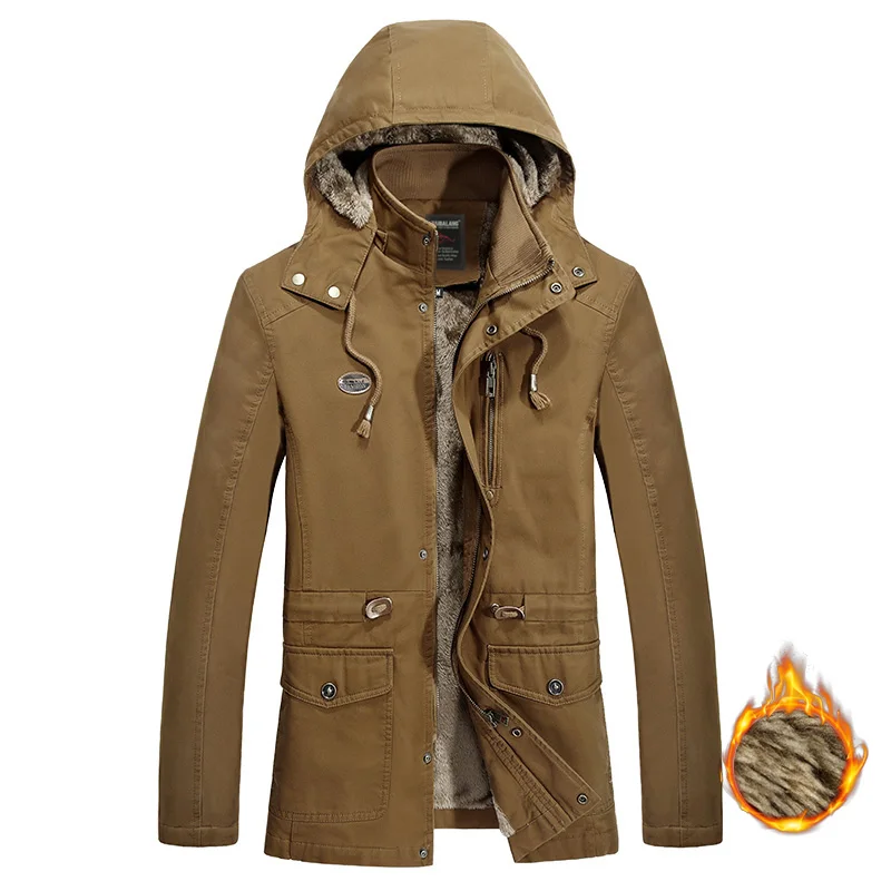 Top Trends: 2023 Men Winter Cotton Fleece Work Detachable Hooded Jacket Men Warm Solid Color Outdoors Casual Windproof Jacket Male Coat 5XL Shoppable Styles