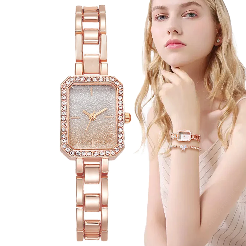 Top Trends: Luxury Ladies Brand Watches Fashion Dresses Square Crystal Minimalist Design Women Quartz Watch Stainless Steel Skeleton Clock Shoppable Styles