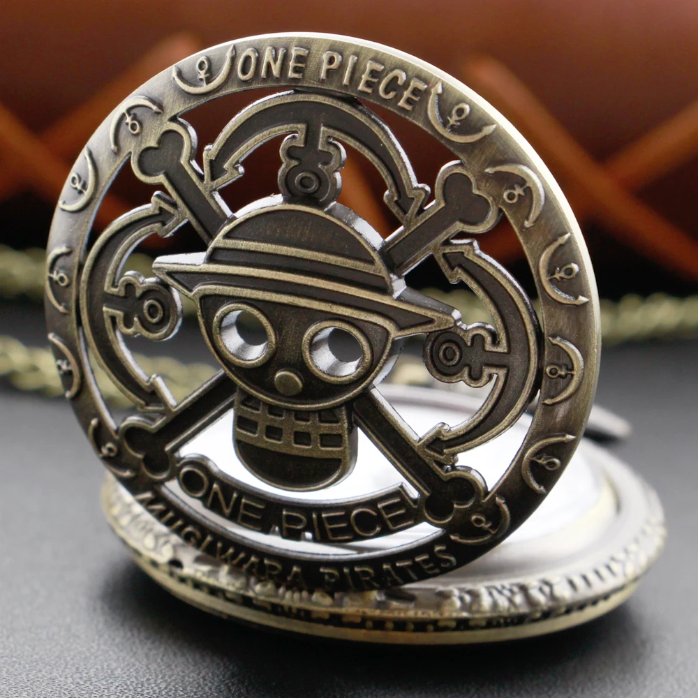 Top Trends: Popular Animation Pirates Show Quartz Pocket Watch Vintage Bronze Fob Chain Roman Digital Round Dial Necklace Pendant Clock Gift Shoppable Styles