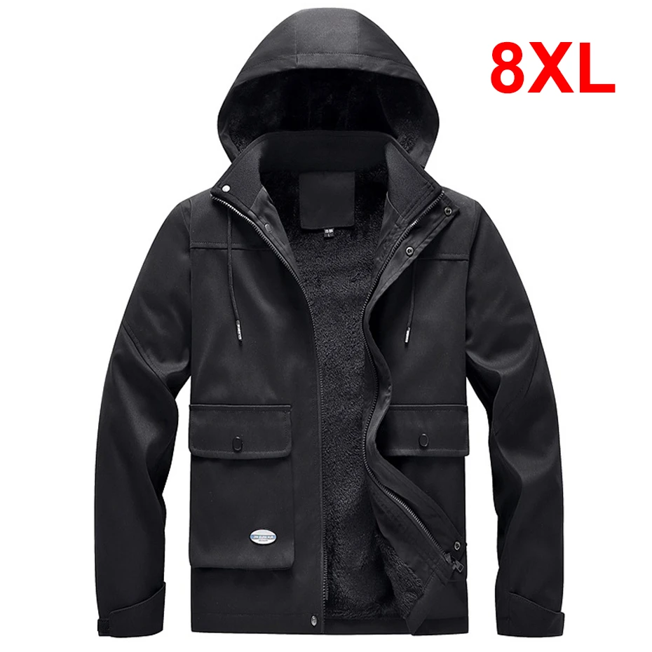 Top Trends: Autumn Winter Fleece Jacket Men Plus Size 8XL Coat Fashion Casual Cargo Jackets Male Big Size 8XL Coat Harajuku Shoppable Styles