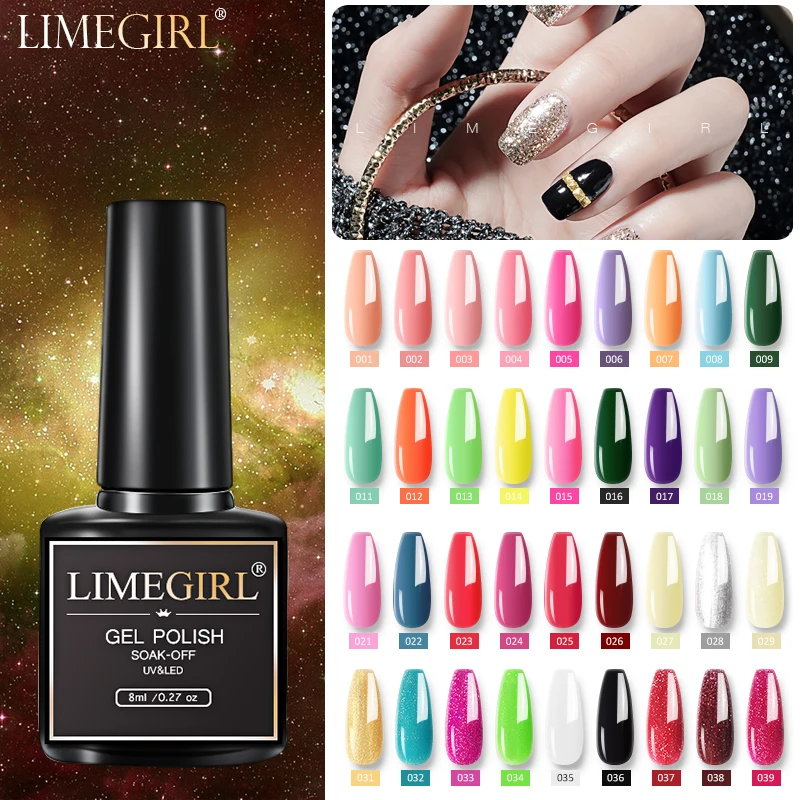 Top Trends: Limegirl Fashion Gel Nail Polish Semi Permanent Sequins Flakes Shiny Glossy UV LED Nails Art Design Gels Varnish Lacquer 8ml Shoppable Styles