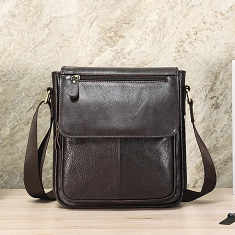 Top Trends: Genuine Leather Flap MEN&#039;S Shoulder Bag Vintage Cow Leather Crossbody Bag Large Capacity Male Messenger Bag Shoppable Styles