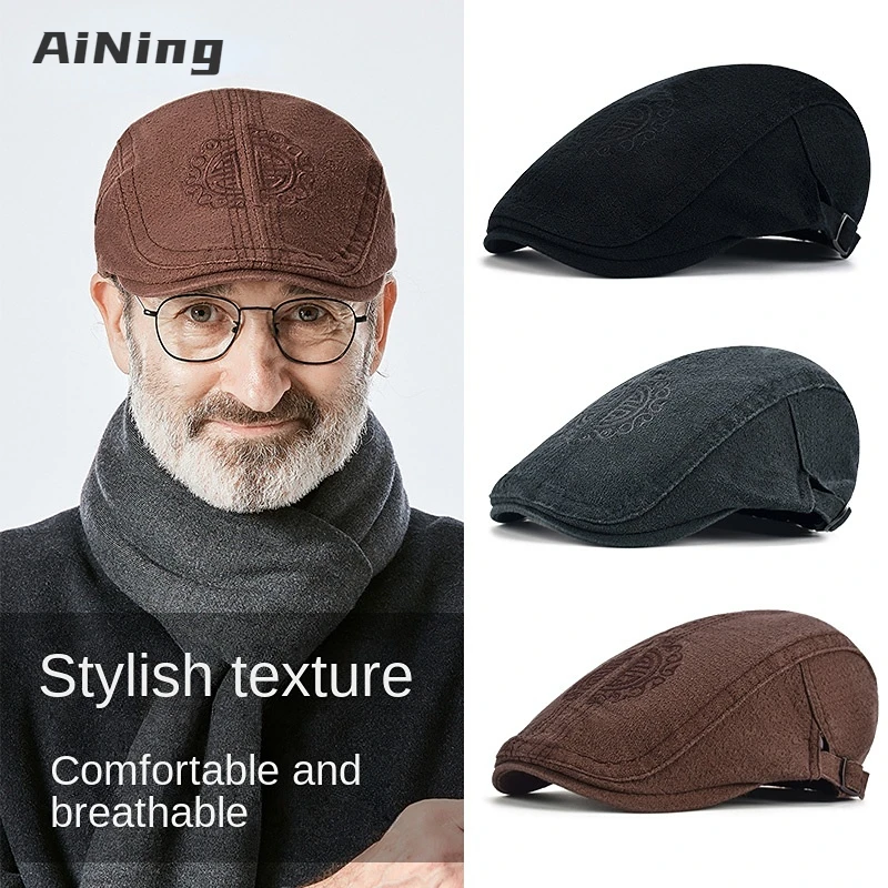 Top Trends: Men's Leisure Beret In Spring And Autumn British Vintage Duck Tongue Hat Gift Giving Elder Hat Warm And Comfortable Shoppable Styles - Image 2