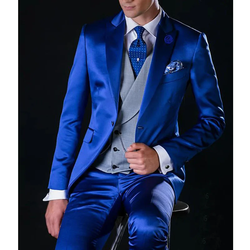 Top Trends: Luxury Satin Men Suits Wedding Blazer Terno Single Breasted Notched Lapel Elegant Hombres Three Piece Jacket Pants Vest Slim Fit Shoppable Styles - Image 2