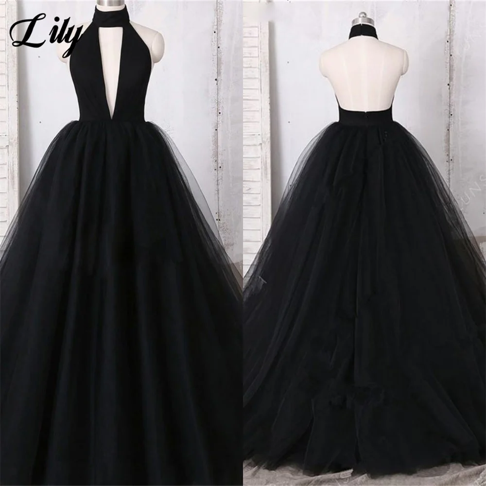 Top Trends: A Line Halter Evening Gown Deep V Neck Elegant Prom Dress Sleeveless Wedding Evening Dress Custom Size Backless Robes De Soirée Shoppable Styles