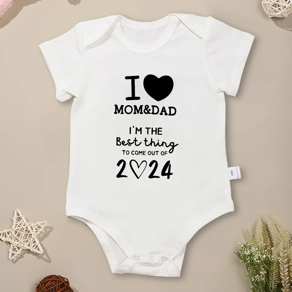 Top Trends: I LOVE MOM &amp; DAD 2024 Baby Boy Girl Clothes Body Pregnancy Announcement Newborn Onesies Cotton Cozy Infant Outfits Surprise Gift Shoppable Styles