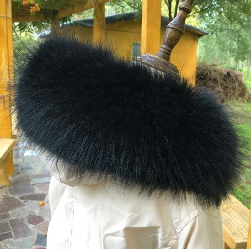 Top Trends: 100% Real Raccoon Fur Scarf Natural Fur Black Collar Luxury Warm Large Size Fur Scarf Raccoon Collar Fur Scraves Detachable Shoppable Styles