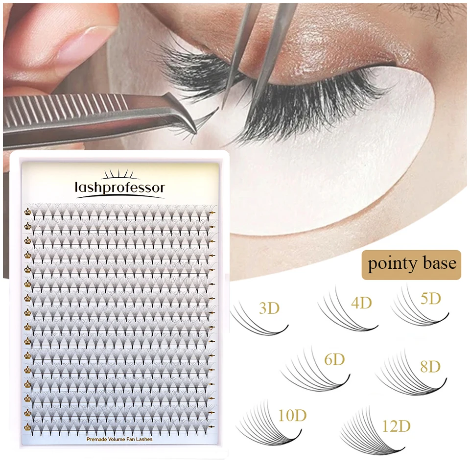 Top Trends: Sharp Base Premade Fans Eyelashes 3D 4D 5D 6D 8D 10D 12D 14D 16D Pointy Thin Stem Promade Russian Volume Fans Lashes Extensions Shoppable Styles